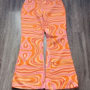 Retro Orange and Pink Swirl Pattern Pants